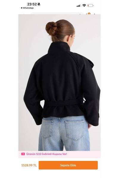 Top Step Regular Apollet Buttoned Short Checked Coat