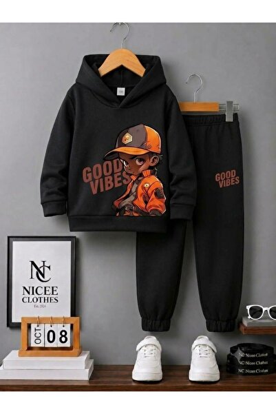 Leto Lykia SET DE TRENING PENTRU COPII (GOOD VIBES COCUK KIŞLIY BASKIY PRINT)