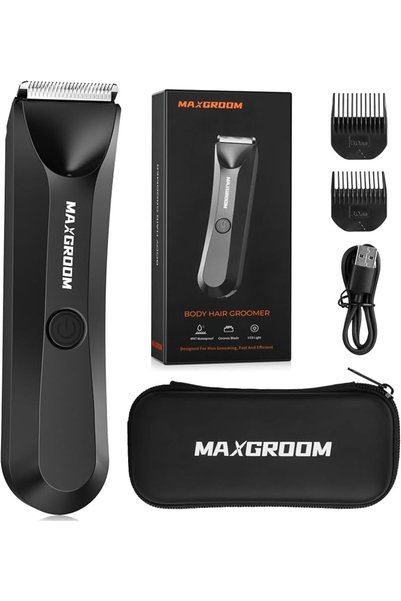 MAXGROOM ماكينة تشذيب شعر الجسم للرجال، ماكسجروم مقاومة للماء لتشذيب شعر العا...