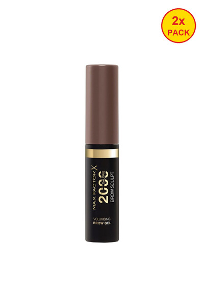 Max Factor 2x PACK 2000 Calorie Volumising Brow Sculpt Gel, Soft Brown, 4.5 ml