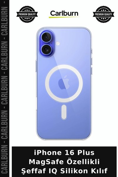 Carlburn iPhone 16 Plus Transparent Iq Silicone Case with Magsafe Feature Mob...