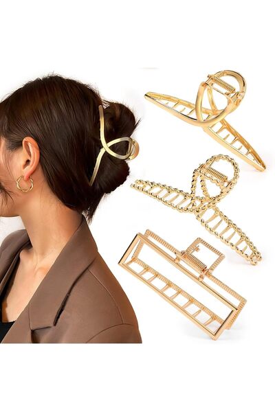 ASKIND 3 PCS Metal Large Claw Clips for Thick Heavy Hair, Strong Hold Big Non...