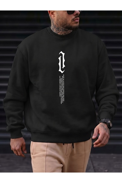 one button Unisex Premium Vertical Printed 2 Thread Crew Neck Oversize Sweats...