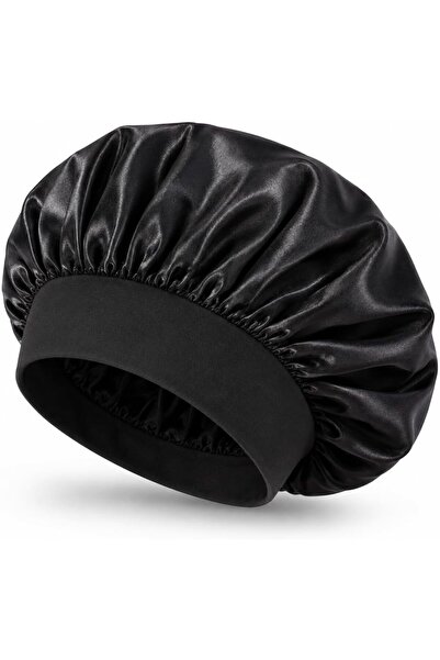 Generic Satin Silk Sleep Bonnet for Women Soft Wide Band Sleeping Cap for Cur...