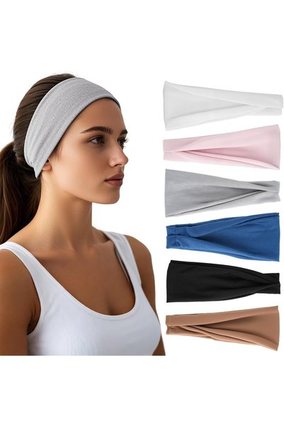 AHSEM KAYA Headbands for Women - 6 Pack Wide Elastic Hair Bands | Stretchy Sw...