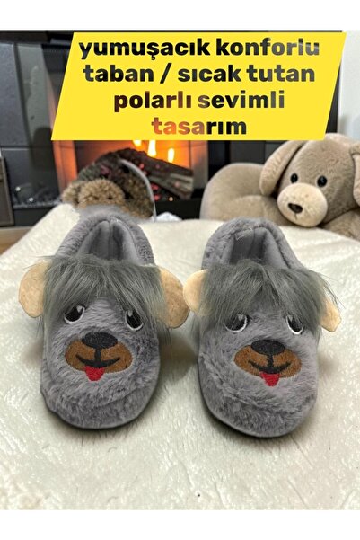 ellaboni Papuci de lână pufoasă pentru băieți, pantofi pentru grădiniță