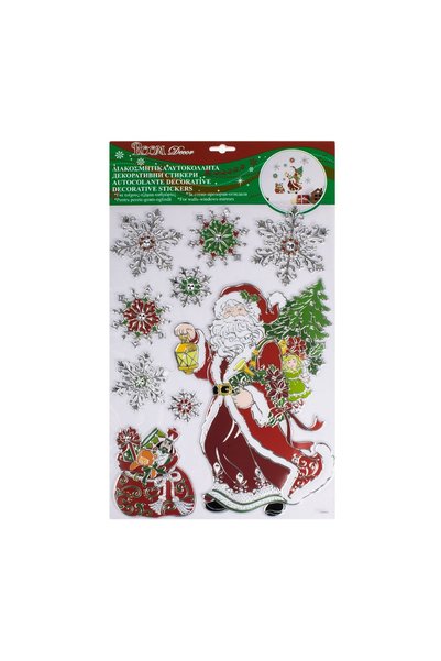 OEM Autocolante Decorative de Crăciun Fulgi Moș Crăciun Sac Verde Roșu 28x41c...