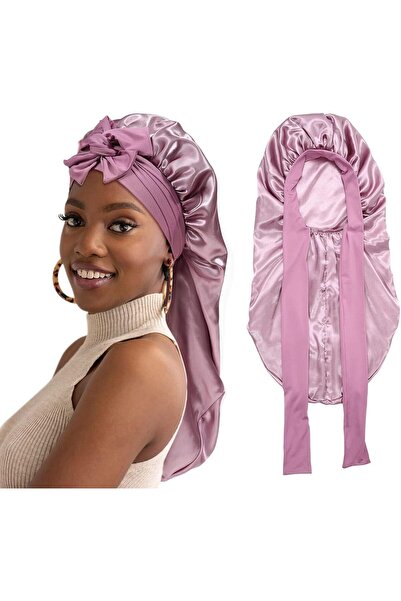 X SPRING Xspring Long Satin Bonnets for Women, Double Layer Elastic Silk Bonn...