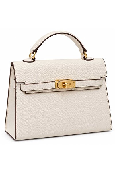 Glamura Lashes Elegant Bag for women, trapezoidal structure, White-Cream