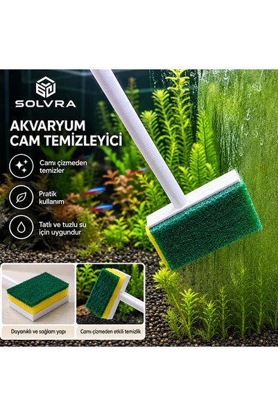 SOLVRA Akvaryum Cam Temizleme Aparatı –Yosun ve Alg Temizleyici