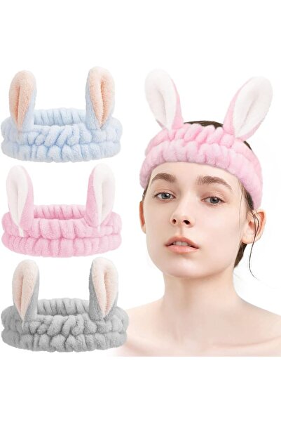 ASKIND 3Pcs Bunny Headbands, Headbands for Women for Washing Face, Makeup Hea...