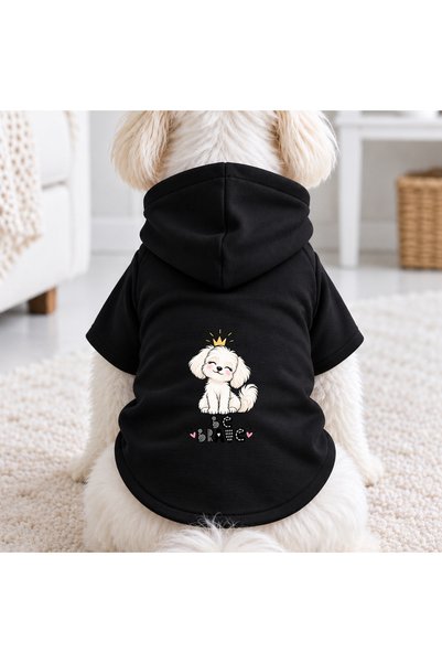 petite pati Black Brave Dog Printed Dog Sweatshirt |   Hooded, Fleece Fabric,...
