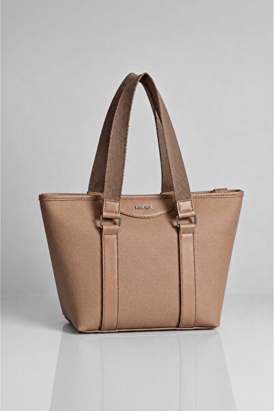 Rimense Women's Taupe Zippered Lined Hand and Shoulder Bag
