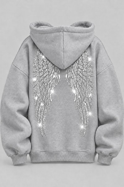 HAI COLLECTİON Gray Stone Printed Oversize Cardigan 100% Cotton Unisex