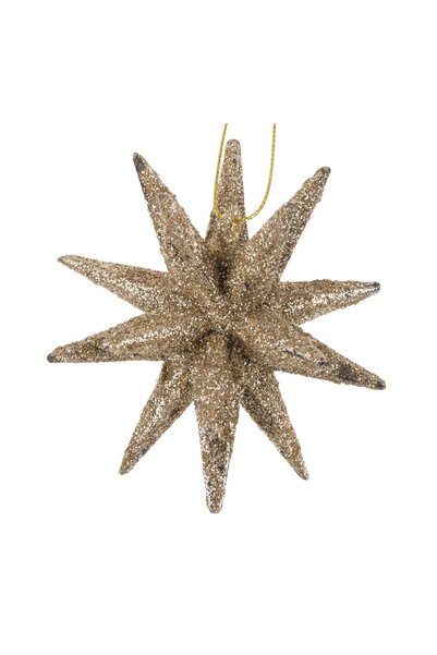 OEM Ornament Brad de Crăciun Fulg 3D Glitter Bej 9 cm – Decor Festiv pentru Brad