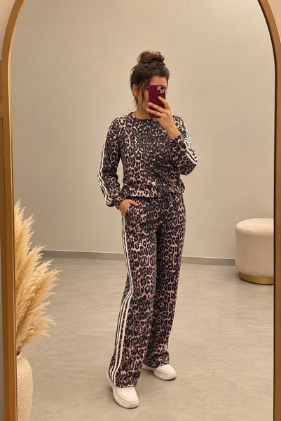 Genel Markalar Pembe leopar eşofman takımı