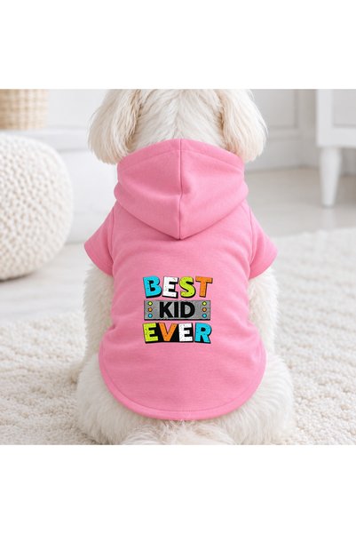 petite pati Pink Best Kid Printed Dog Sweatshirt |   Hooded, Fleece Fabric, W...
