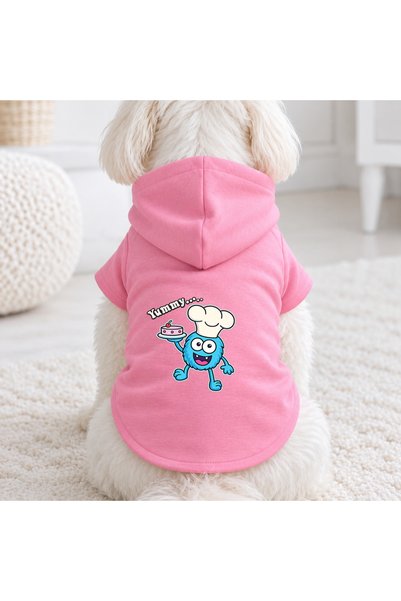 petite pati Pink Blue Monster Printed Dog Sweatshirt |   Hooded, Fleece Fabri...