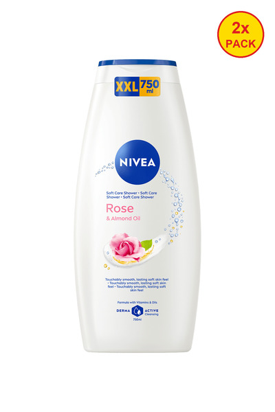 NIVEA Pachet 2x Gel de duș Care & Roses cu ulei de trandafir și de migdale, 7...