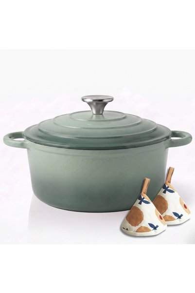 HAGE Oala din fonta emailata 4 L cu capac, sare de mare, 24 cm –