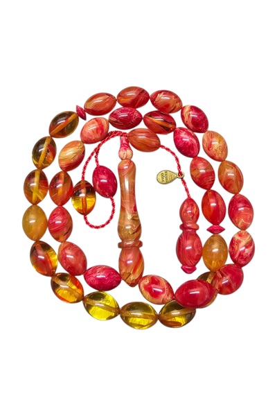 leblebi tesbih Yellow-Red Color Filtered Fire Amber Prayer Beads Lt1527
