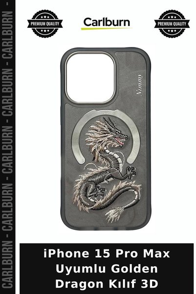 Carlburn حافظة Golden Dragon متوافقة مع هاتف iPhone 15 Pro Max، ملحق جهاز ثلا...