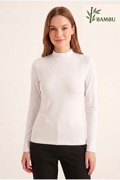 MARİA CALZE Premium Half-Throated Bamboo Long Sleeve Women's Body Soft Textur...