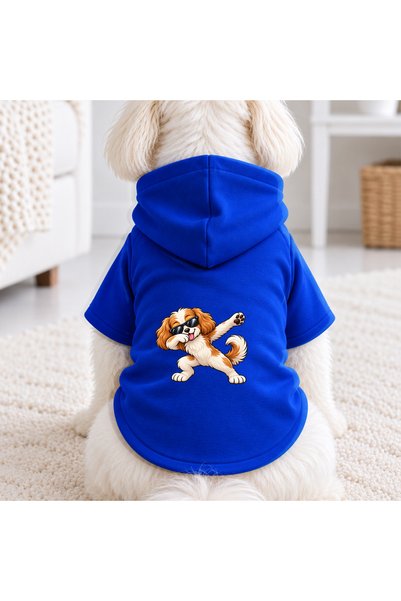 petite pati Blue Cool Dog Printed Dog Sweatshirt |   Hooded, Fleece Fabric, W...