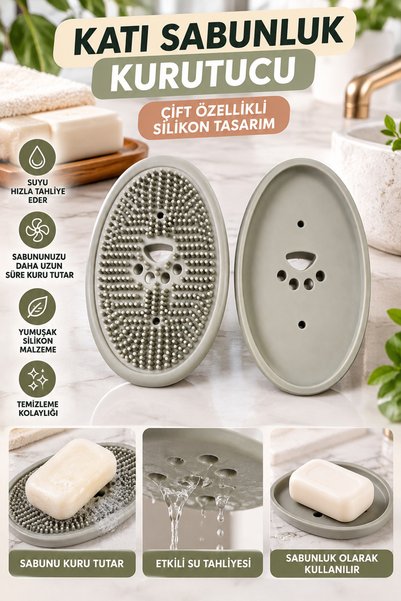 ELF TOYS 2’si 1 Arada Silikon Katı Sabunluk ve Lavabo Temizleme Fırçası – Çif...