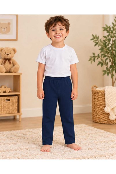 krm kerem bebe Girls' and Boys' Cotton Ribbed Fabric Pajama Bottoms with Elas...