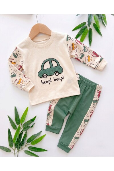 voyyo kids baby Baby Boy Car Printed 3-6-9-12 Months Seasonal 2 Threaded Top ...