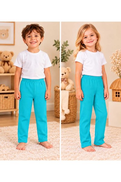 krm kerem bebe Girls' and Boys' Cotton Ribbed Fabric Pajama Bottoms with Elas...