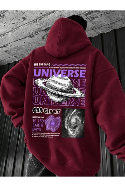 HAI COLLECTİON Unisex Oversize Kapüşonlu Sweatshirt Kahverengi Pamuklu Baskıl...