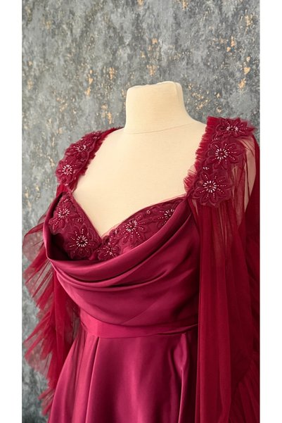 Loviana belle Short Nightgown Satin Long Sleeve Detailed Boxed