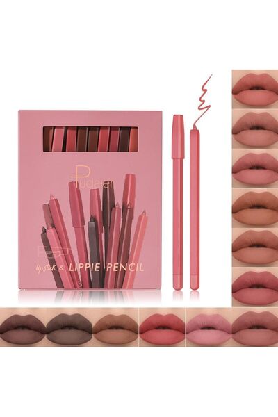 SWIUKPHE 12 Colors Matte Lip Liner Pencil Set with Built-in Sharpener, Water-...
