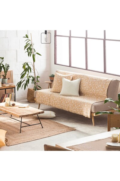 Gofis Home Σιμόν 458/04 Κουβέρτα Ριχτάρι από Βαμβακερό Τουίλ σε Χρώμα Μουστάρ...