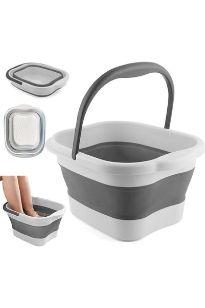 RWRW Foot Soaking Tub,Collapsible Foot Bath Soak Tub with Handle, Portable Fe...