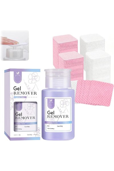 Yelajoy 160ml Lavender Scent Nail Polish Remover with 200Pcs Lint Free Nail W...