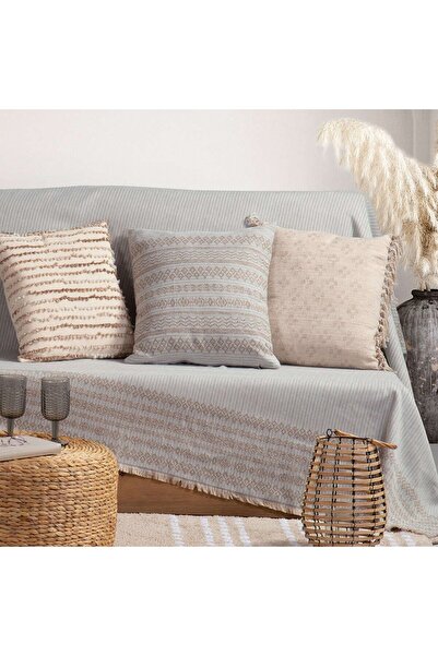 Nef Nef Homeware Nef-Nef Arabi Εκρού-Μπεζ Γεωμετρικό Ριχτάρι Πολυθρόνας από Μ...