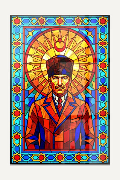 Atatürk Vitray Mozaik Portre Temperli