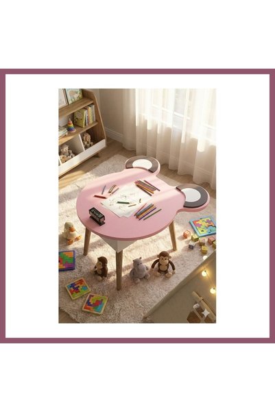 Bezos Happy Face Çocuk Masası Pembe IND0320