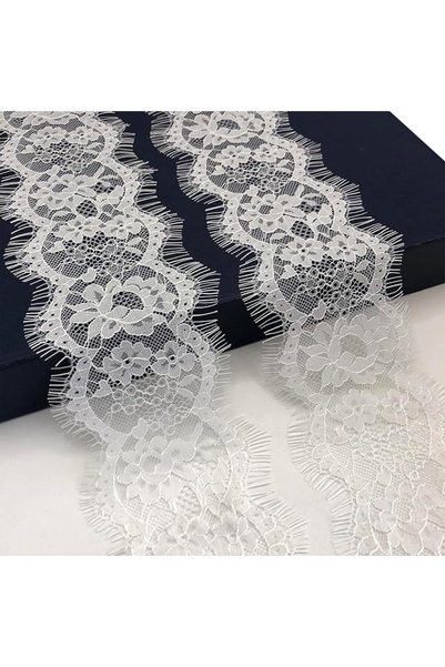 SYOSI Eyelash Lace Trim, 3.5 Inches Wide Floral Lace Ribbon, 6 Yards Nylon Se...
