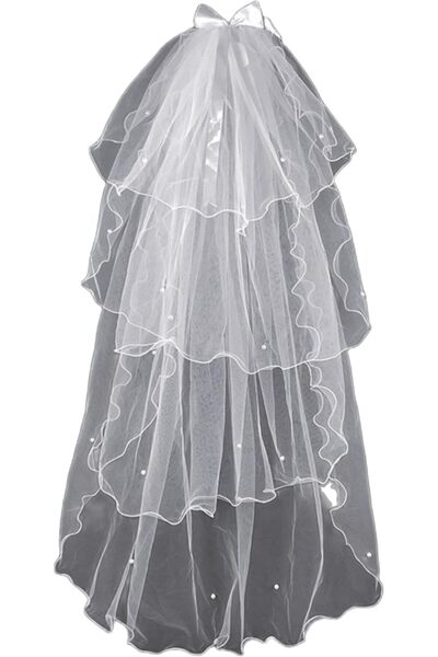 Generic Wedding Veil Bridal Veil 4 Layers Bowknot Rolling Nail Pearl Veil Pho...