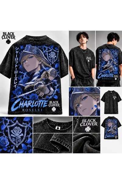 classy moda Black Clover Charlotte Roselei: Oversized μπλουζάκι με στρογγυλή ...