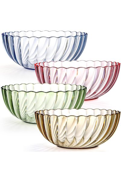 Generic 4 Pcs Plastic Serving Bowls, Acrylic Clear Vegetable Mixing Bowl, 62....