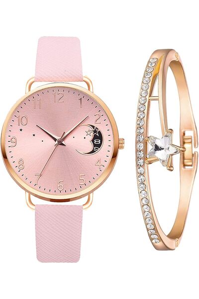 Generic Luxury Women's Watch and Bracelet Set – Diamond-Accented Analogue Qua...