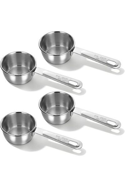 Generic 4 Pcs 1/4 Cup (60ml/2oz) Stainless Steel Measuring Scoops - Food Grad...