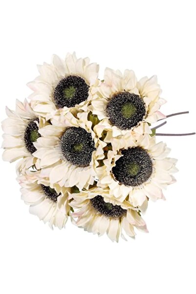 Arabest 7 Pcs Artificial White Sunflowers,Real Touch Long Stem Silk Flowers f...