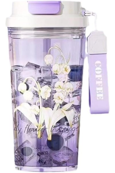 Arabest 20oz Lily Patterned Travel Coffee Cup with Tea Strainer,Leak-Proof Tr...