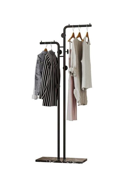 Arabest Modern Metal Coat Racks, Double-pole Rack with Sturdy Slate Base, Spa...